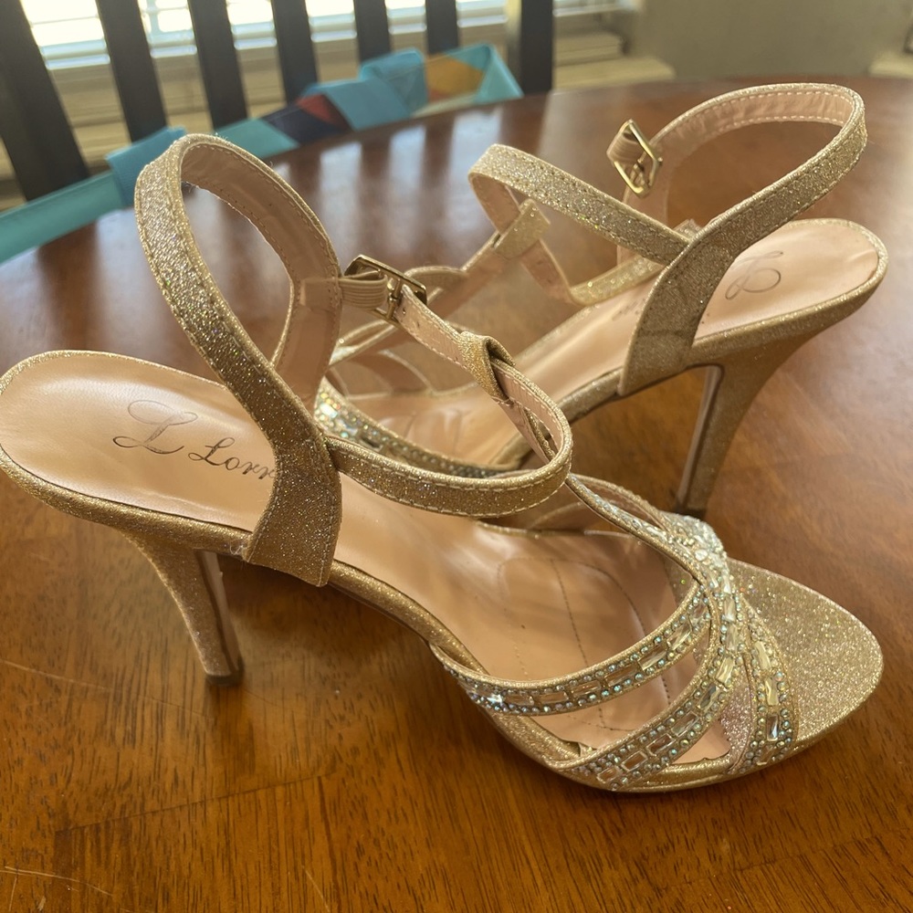Lauren Lorraine Sparkly Gold High Heels - Picture 1 of 4